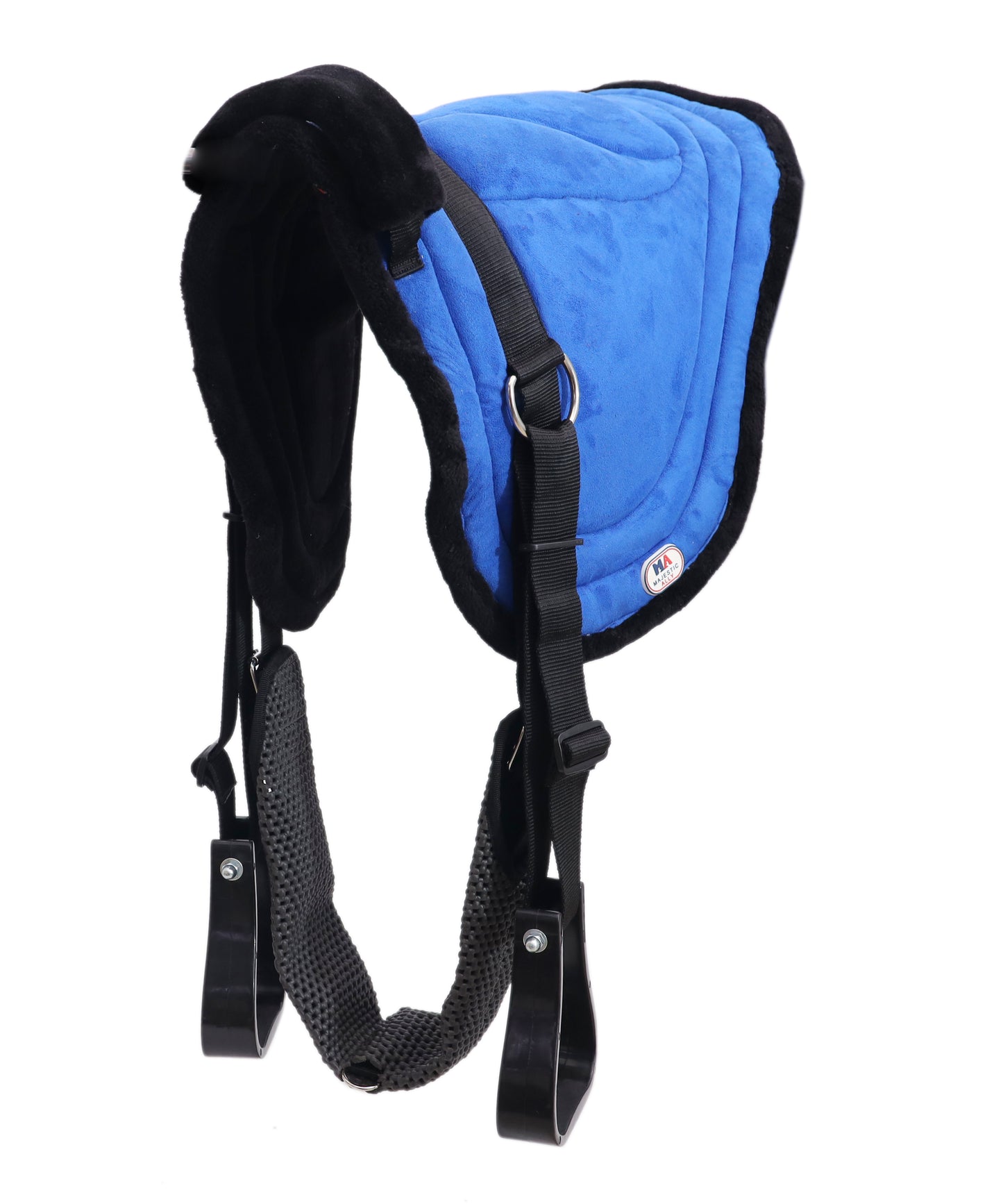 Majestic Ally Padded Suede Leather Bareback Pad Horse Riding Pad with Non Slip Breathable Girth & Stirrups
