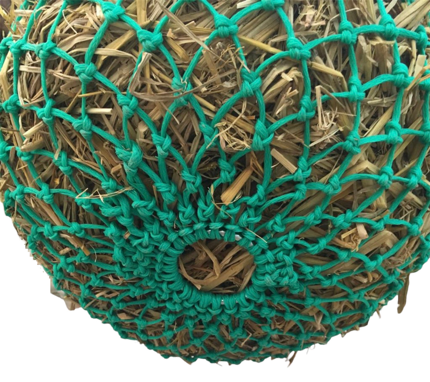 Majestic Ally 2 Pcs Ultra Slow Feed Hay Net – 40” Sturdy 1.25”x1.25” Holes Hay Net with Bottom Ring for Horses, Goats, Trailer, Stall Travel Feeder, Reduces Waste