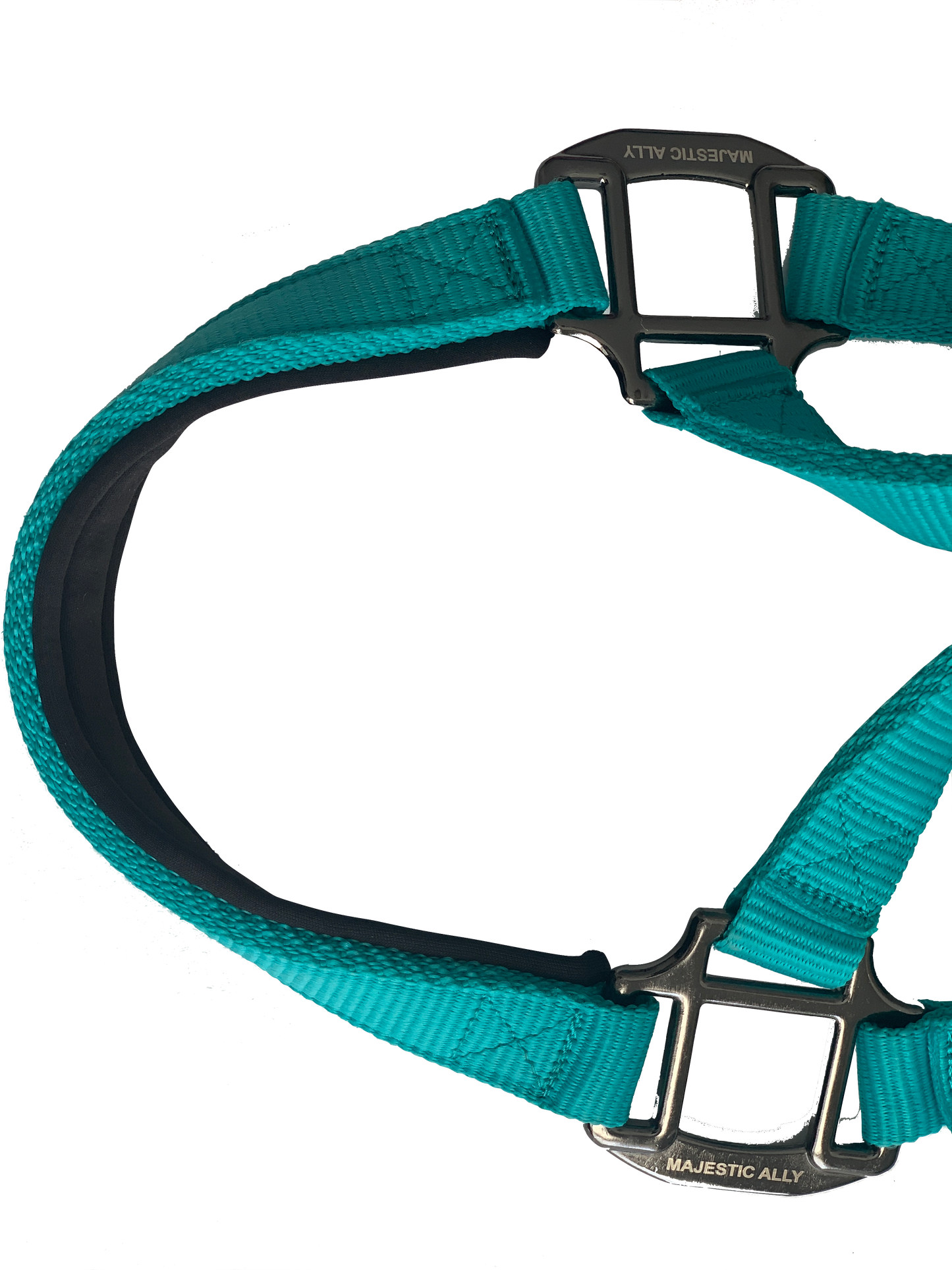 Majestic Ally Leather Halter with Matching Lead Rope for Horses – Leather Breakaway Crown - Adjustable Chin Strap – Rolled Throat Latch – Padded Noseband – Full