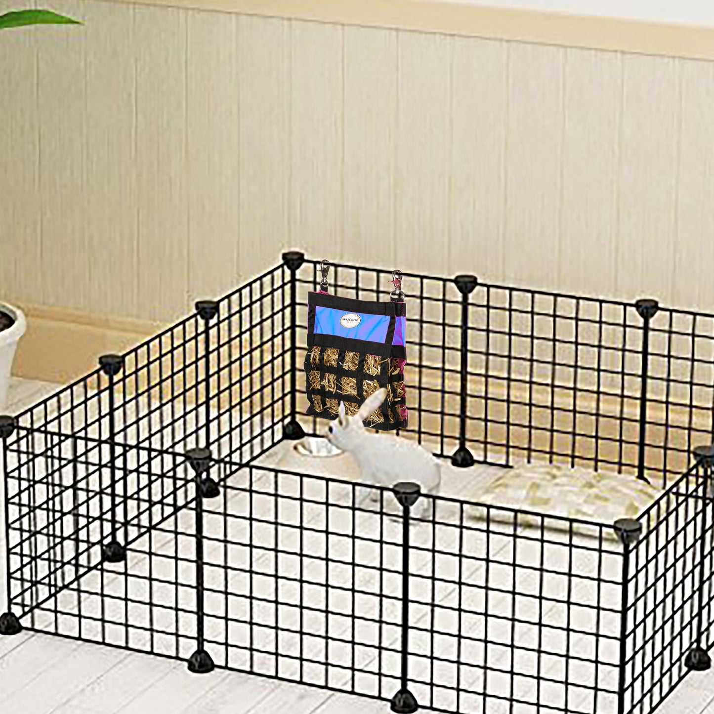 Majestic Ally Guinea Pig Hay Feeder – Rabbit Hay Feeder – Premium Quality Highly Durable Nylon – Three Side Open Slow Feeder for Small Animals – 5 Lovely Colors – Practical and Easy to Use