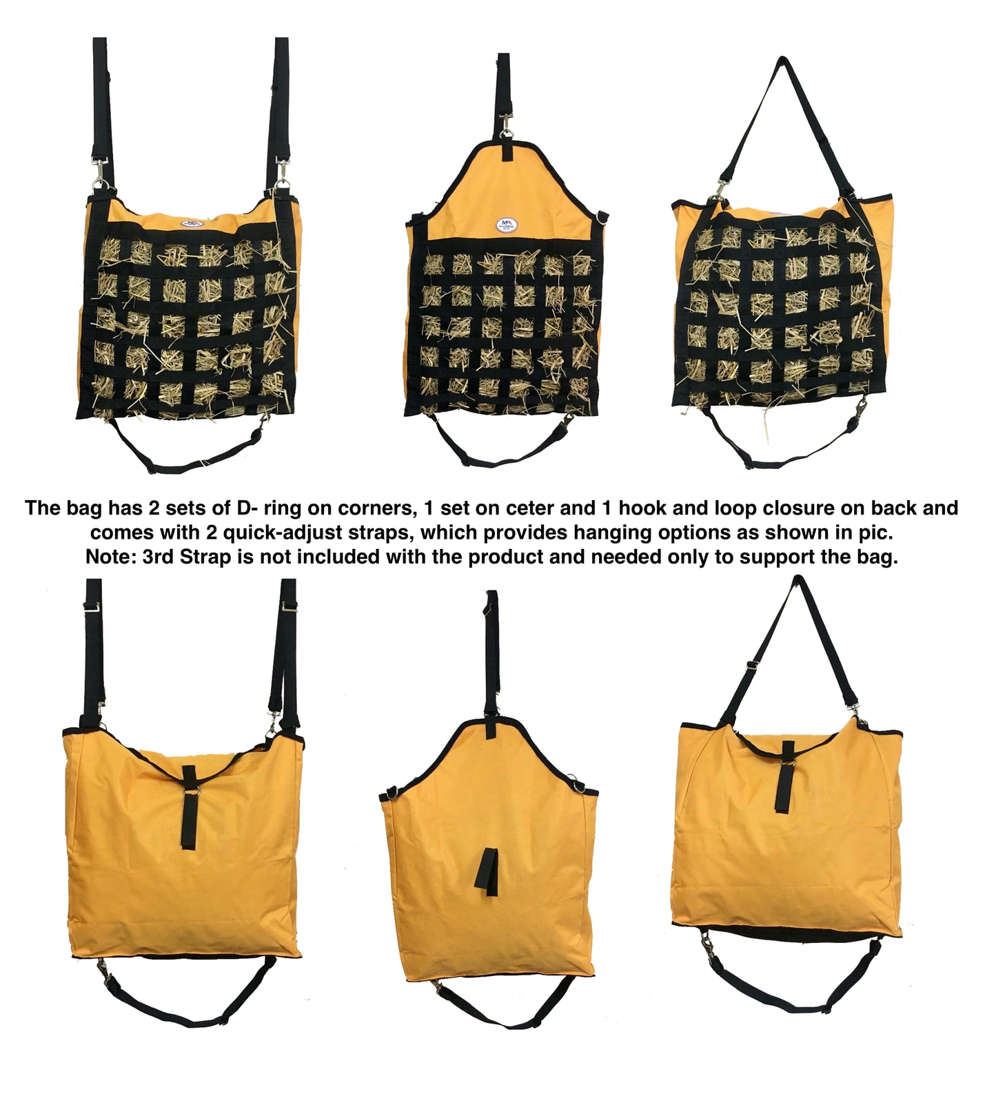 Majestic Ally Slow Feed Hay Bag for Horses, Adjustable Travel Feeder for Trailer, Stall, and Portable Wear, Feeding Sack with Strap Support, Simulates Grazing, Reduces Waste