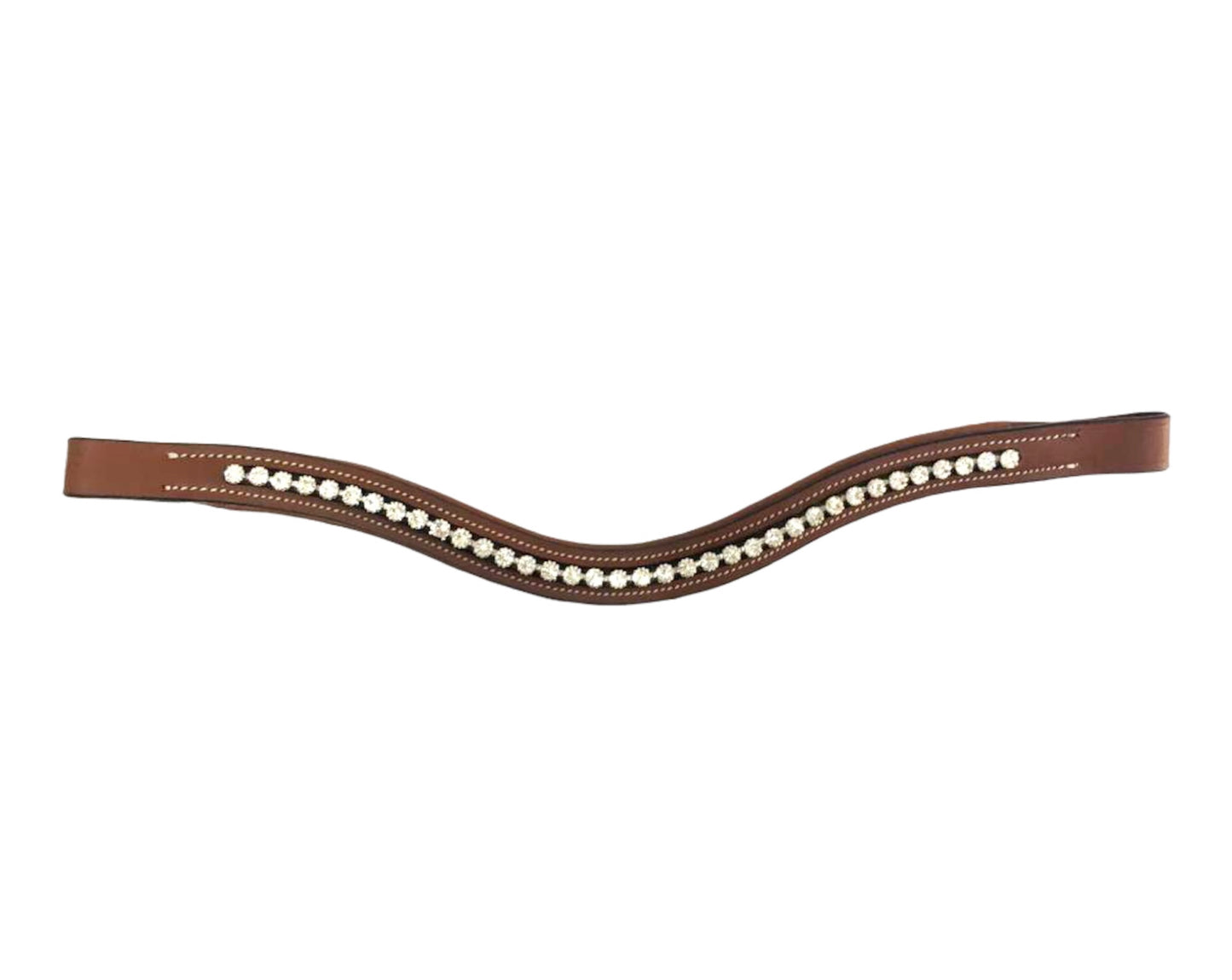 Majestic Ally Curved Crystal Padded Premium Leather English Browband for Horse Bridle