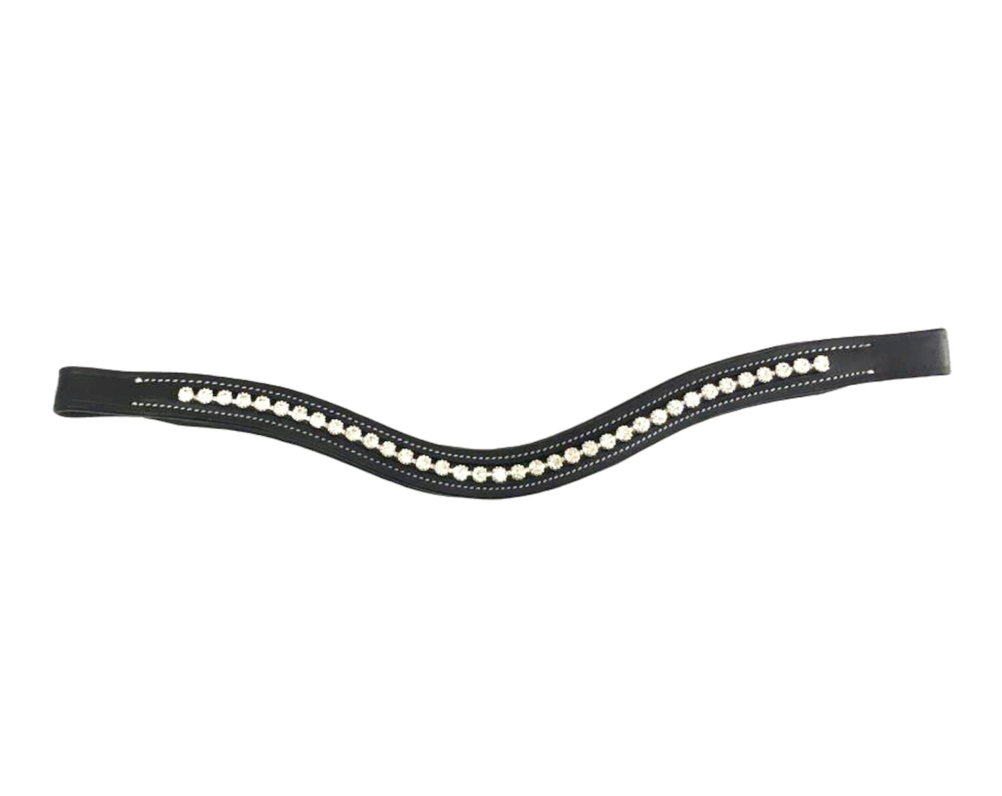 Majestic Ally Curved Crystal Padded Premium Leather English Browband for Horse Bridle