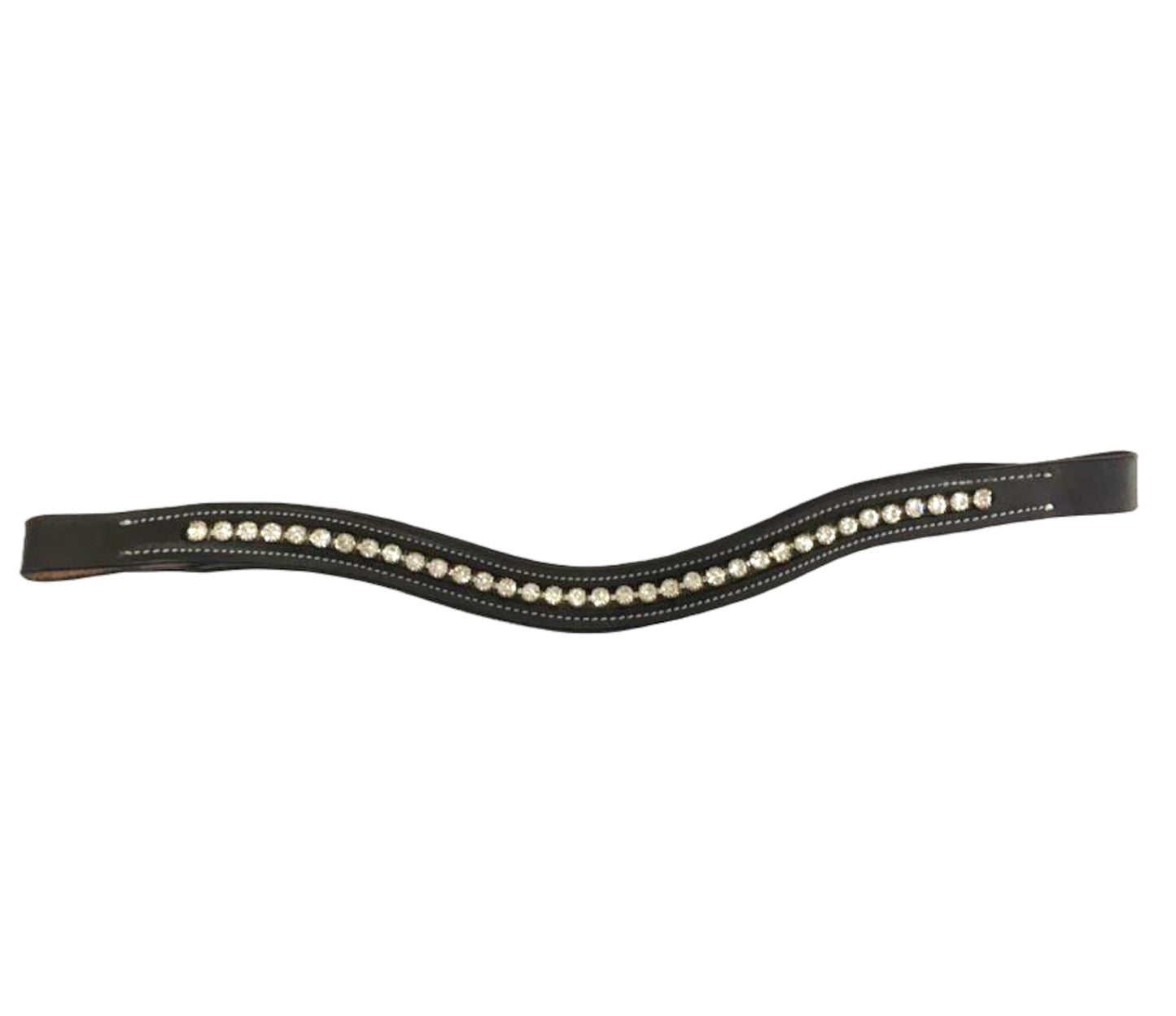Majestic Ally Curved Crystal Padded Premium Leather English Browband for Horse Bridle