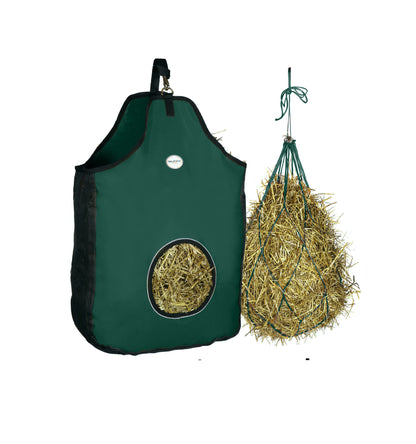 Majestic Ally 1200 D Hay Feeder Tote Bag for Horses, Sheep – Premium Quality Nylon Mesh - Reflective Trim- Simulates Grazing - Reduces Waste - Comes with 36” Hay Net.