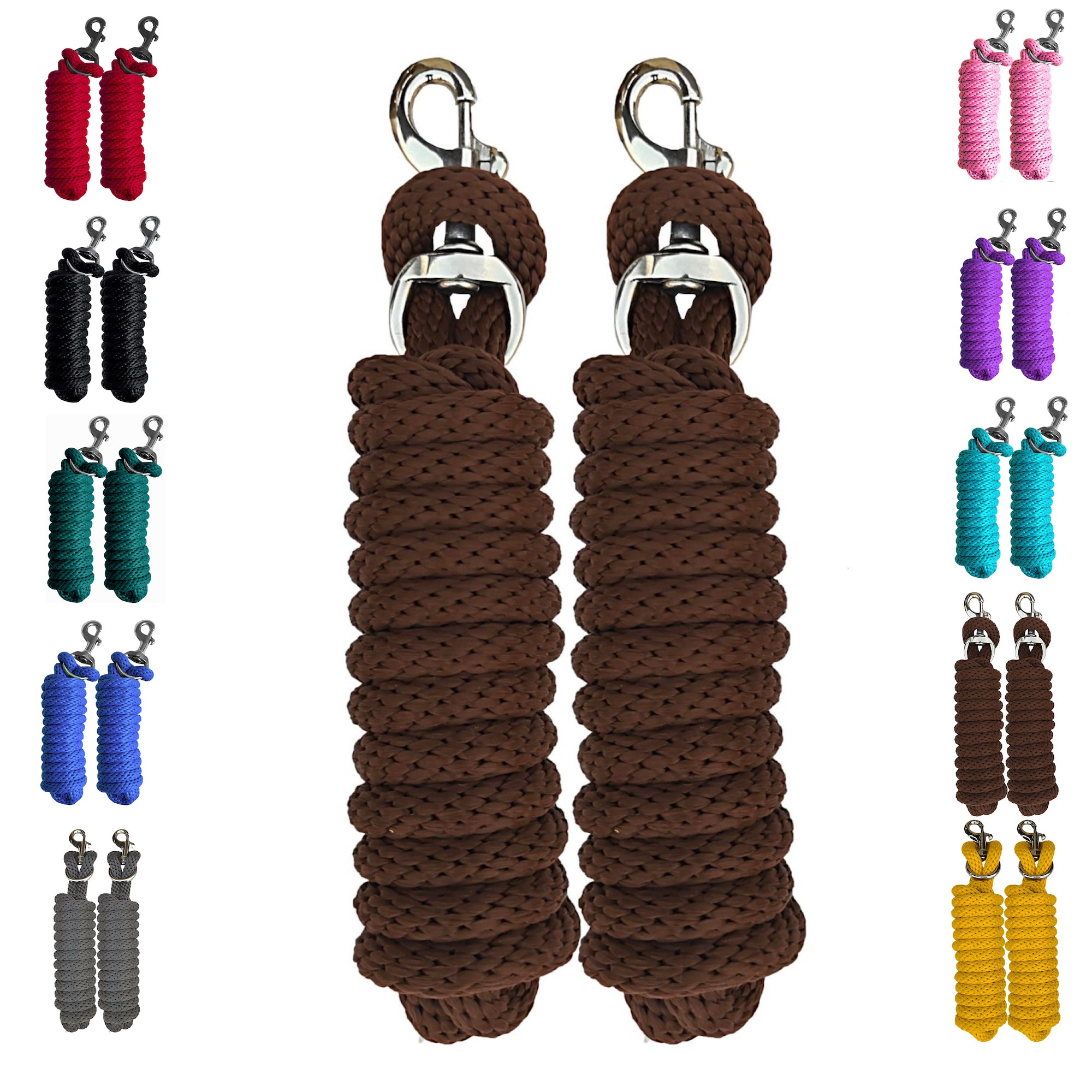 Majestic Ally Set Of 2 Solid Poly Lead Ropes For Horse & Livestock – 10 Feet Long X 5/8" – Made In India