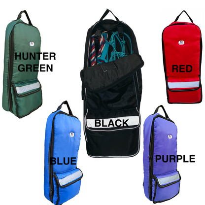 Majestic Ally Halter Bridle Carry Bag - Reflective, Padded with Front Large Pocket Tack Carry Bag to Keep Horse Tack Clean and Safe -Black