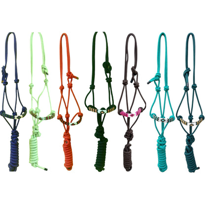 Majestic Ally Padded Beaded Nose Braided Rope Halter with 10' Matching Lead - Full