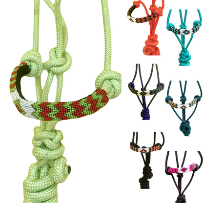 Majestic Ally Padded Beaded Nose Braided Rope Halter with 10' Matching Lead - Full