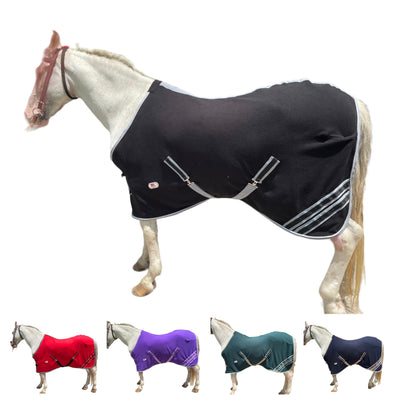 Majestic Ally Anti Pill Fleece Horse Blanket/Sheet with Silver Braided Rope - Available in 6 sizes and 5 Colors