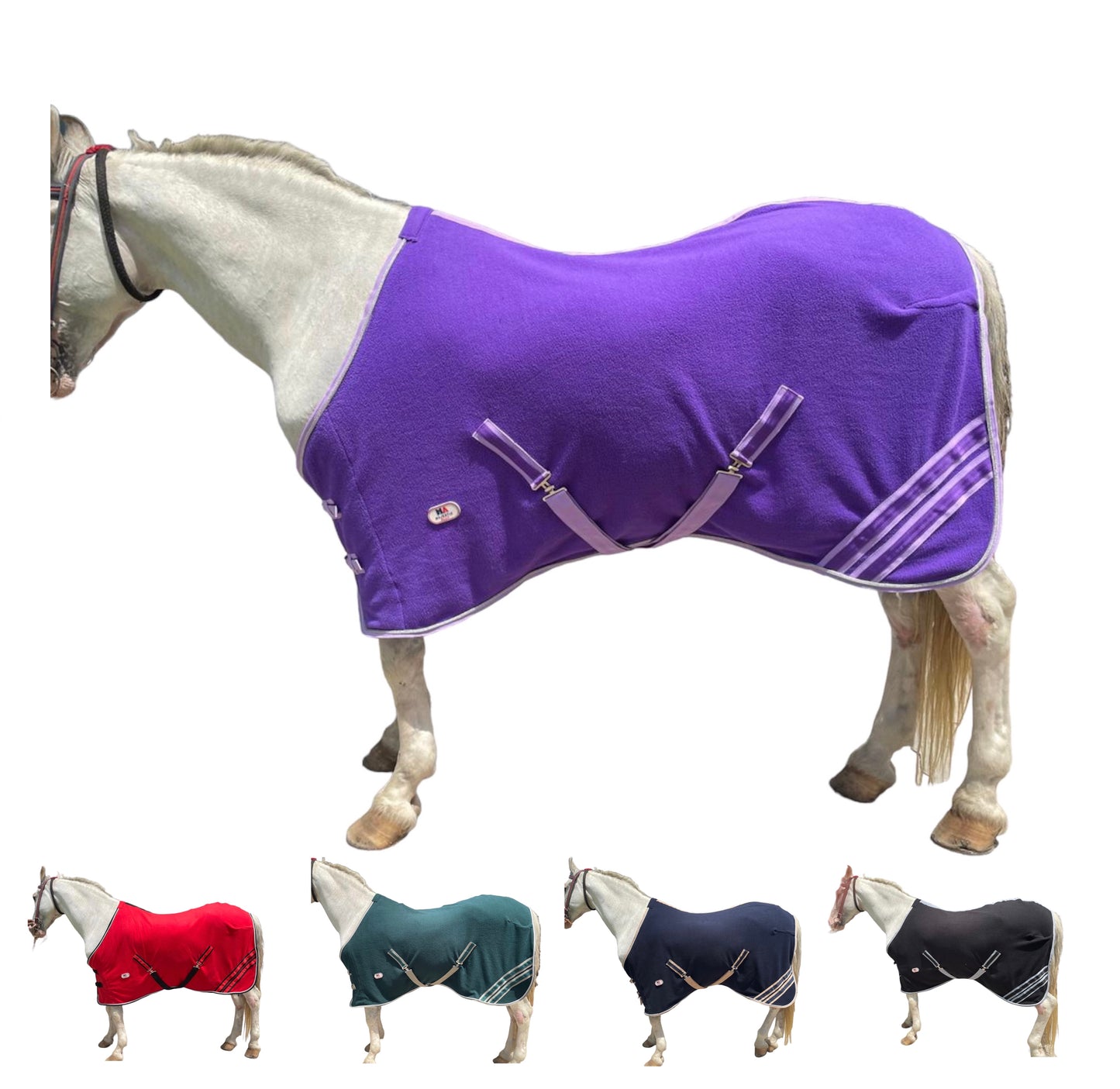 Majestic Ally Anti Pill Fleece Horse Blanket/Sheet with Silver Braided Rope - Available in 6 sizes and 5 Colors