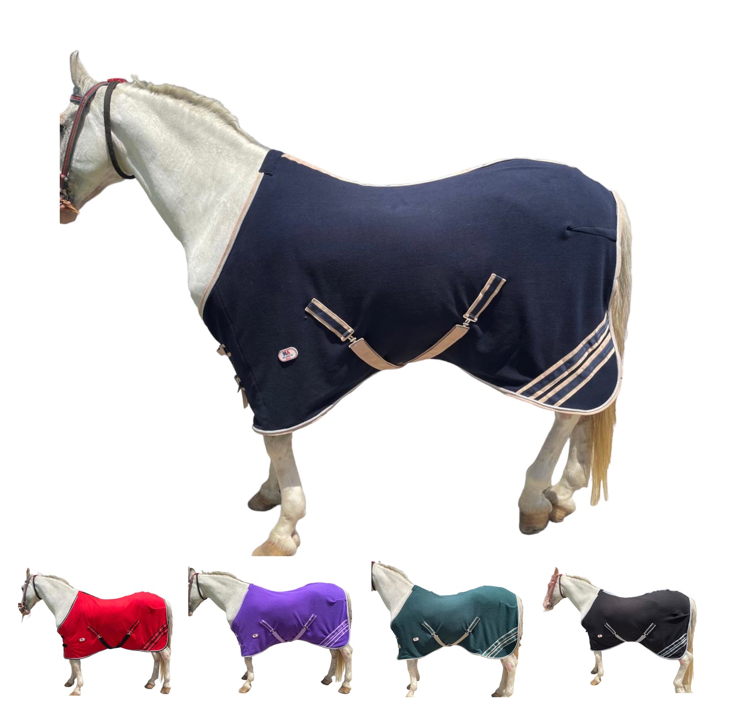 Majestic Ally Anti Pill Fleece Horse Blanket/Sheet with Silver Braided Rope - Available in 6 sizes and 5 Colors