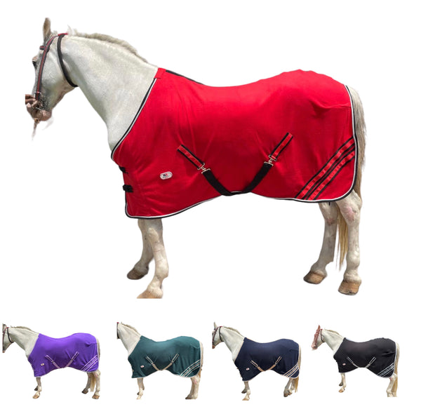 Majestic Ally Anti Pill Fleece Horse Blanket/Sheet with Silver Braided Rope - Available in 6 sizes and 5 Colors