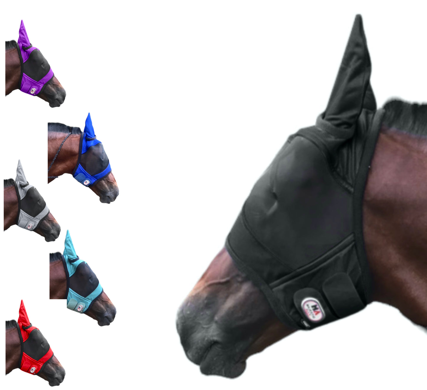 Majestic Ally Horse Fly Mask with Ears, Comfort Durable Fine Mesh, Soft Fleece Touch on Skin, Protect Eyes and Ears