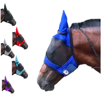 Majestic Ally Horse Fly Mask with Ears, Comfort Durable Fine Mesh, Soft Fleece Touch on Skin, Protect Eyes and Ears