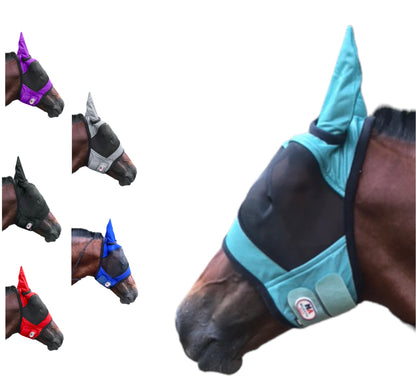 Majestic Ally Horse Fly Mask with Ears, Comfort Durable Fine Mesh, Soft Fleece Touch on Skin, Protect Eyes and Ears