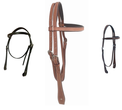 Majestic Ally Padded Leather Brow Band Headstall for Horses