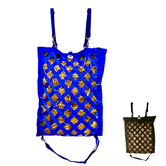 Majestic Ally Slow Feeder Hay Bag - Obliquely Placed Webbing on Front and Bottom- Royal Blue