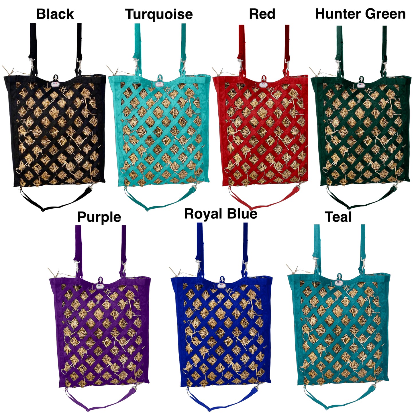Majestic Ally Slow Feeder Hay Bag - Obliquely Placed Webbing on Front and Bottom- Royal Blue