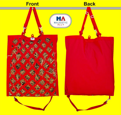 Majestic Ally Slow Feeder Hay Bag - Obliquely Placed Webbing on Front and Bottom- Royal Blue
