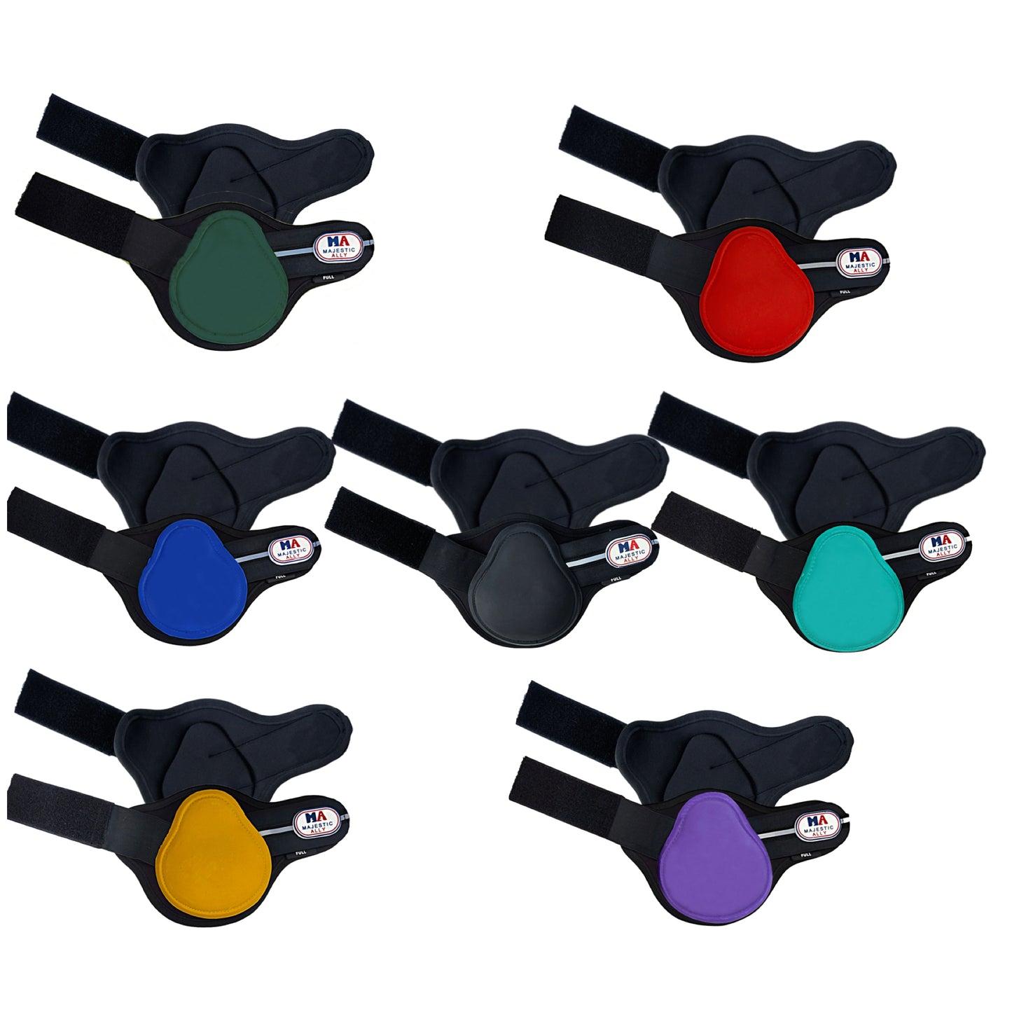 Majestic Ally Horse Leg Protection Fetlock and Tendon Boots Set, PU Shell, Neoprene Lining, Hook and Loop Closures, Multiple Colors and Sizes