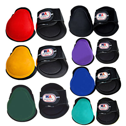 Majestic Ally Horse Leg Protection Fetlock and Tendon Boots Set, PU Shell, Neoprene Lining, Hook and Loop Closures, Multiple Colors and Sizes