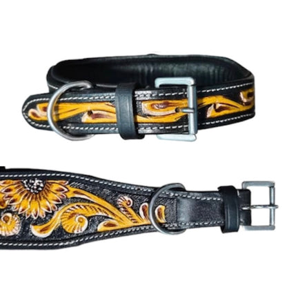 Majestic Ally Genine Leather Dog Collar with Adjustable, Padded Fit for Walking, Hiking, and Running, Designer Western Wear for Puppies, Fancy Customized Colors
