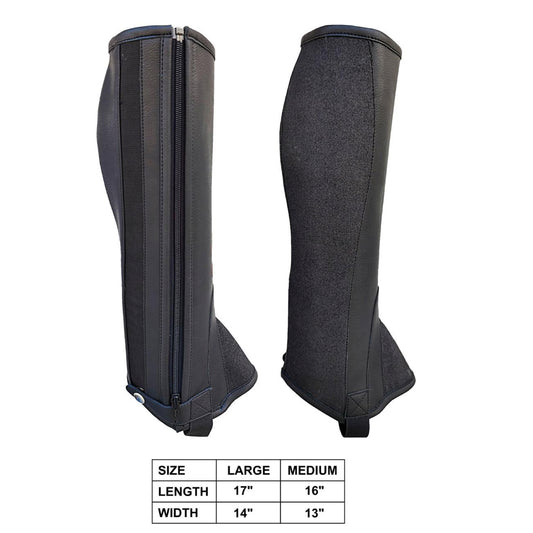 Majestic Ally Unisex PU Leather Riding Half Chaps with Glistening Accents