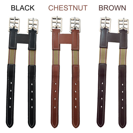 Majestic Ally Leather Girth Extender with Heavy-Duty Elastics, Durable, Flexible