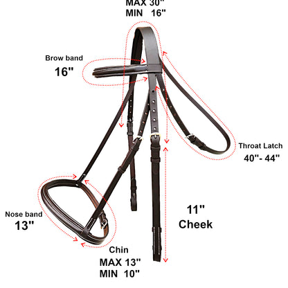 Majestic Ally Padded Raised English Bridle, Premium Leather, Matching Laced Reins