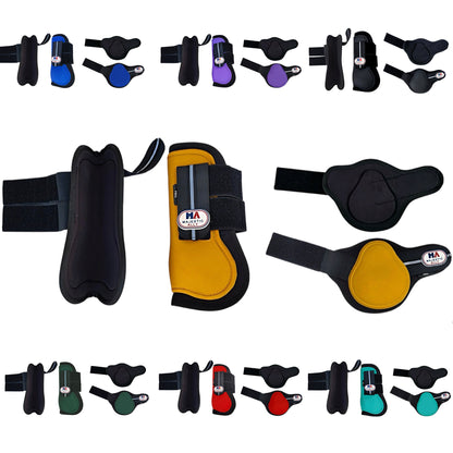 Majestic Ally Horse Leg Protection Fetlock and Tendon Boots Set, PU Shell, Neoprene Lining, Hook and Loop Closures, Multiple Colors and Sizes