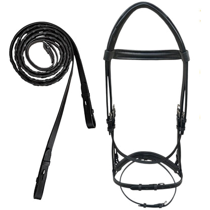 Majestic Ally Fancy Stitched Padded Bridle – Crown, Browband & Noseband – Removable Flash & Laced Reins Full