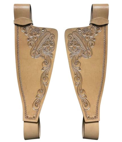 Majestic Ally Tooled Leather Western Saddle Fenders – Floral Carved Replacement Fenders for Western Saddles – Multiple Tooling Designs & Color Tones