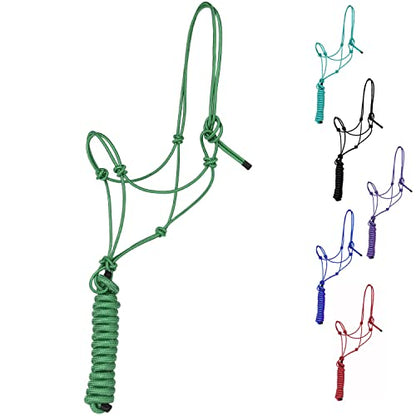Majestic Ally 1/4" Rope 4 Knot Stiff Polyester Training Halter with 10’ Matching Lead Rope for Horses – Full