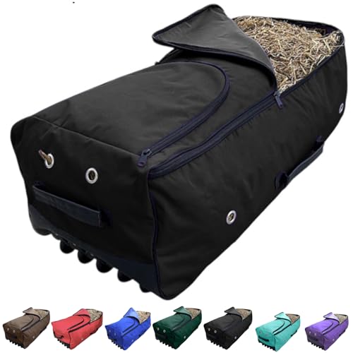 Majestic Ally Horse Rolling Hay Bale Bag, 44 x 20 x 15 inches, Nylon Rolling Storage, Multiple Colors