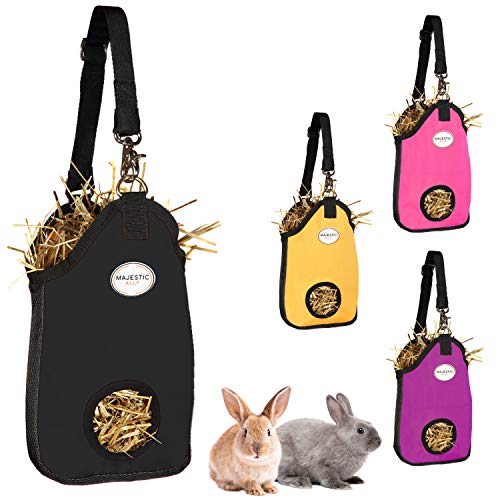 Majestic Ally Guinea Pig Hay Feeder Bag – Rabbit Hay Feeder Bag – Strong Nylon Wire Mesh Ventilated hay Bag for Small Animals – 4 Lovely Colors and 2 Sizes– Easy to Use