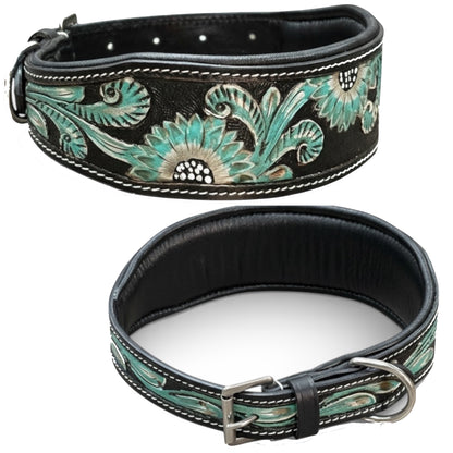 Majestic Ally Genine Leather Dog Collar with Adjustable, Padded Fit for Walking, Hiking, and Running, Designer Western Wear for Puppies, Fancy Customized Colors