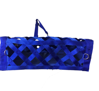 Majestic Ally Slow Feeder Hay Bag - Obliquely Placed Webbing on Front and Bottom- Royal Blue