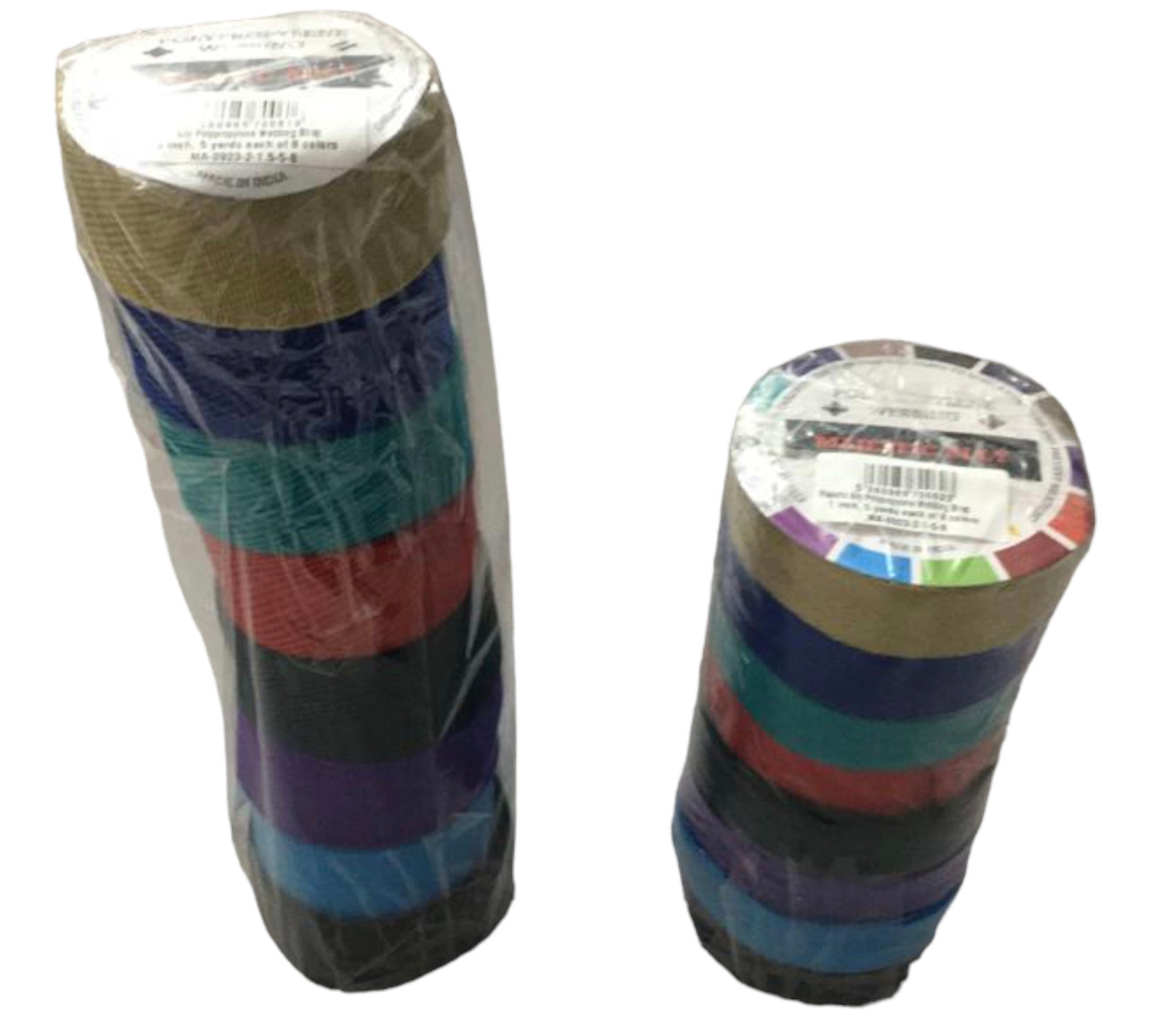 Majestic Ally 1" / 1.5" Wide and 2 / 5 Yards Long Polypropylene Webbing for DIY Projects - Multicolored Set of 8