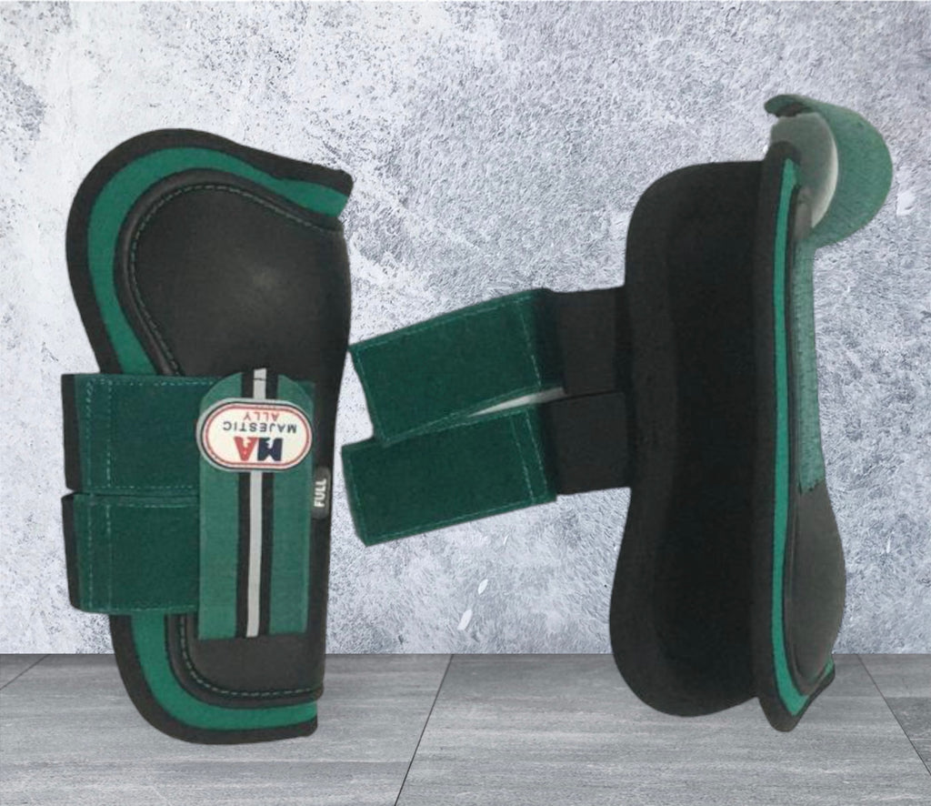 Majestic Ally Pair of Horse Tendon Boot for Horse Front Leg Protection, Durable PU Shell Outer, Soft Neoprene Lining, Strong Hook and Loop Closures to Attach securely with Horses