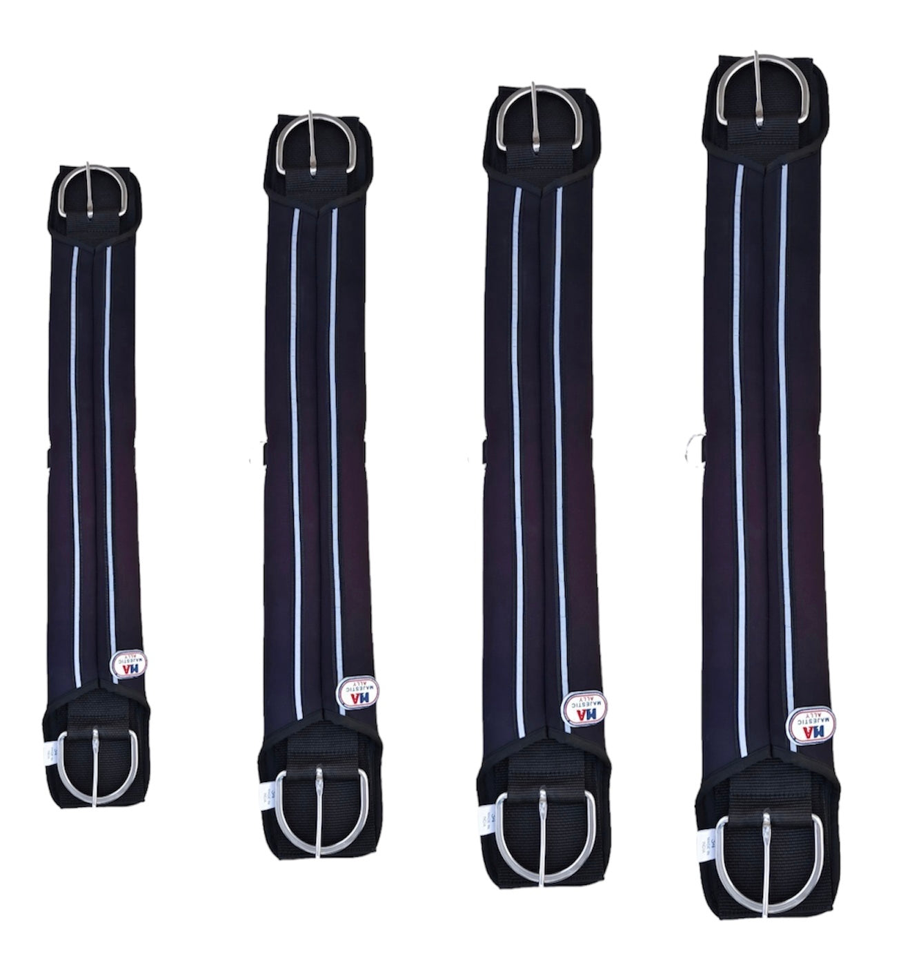 Majestic Ally Neoprene Straight Cinch Girth Stainless Steal Buckles Black -22'', 26",30" and 34"