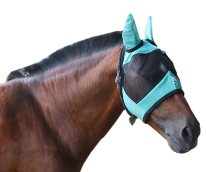 Majestic Ally Horse Fly Mask with Ears, Comfort Durable Fine Mesh, Soft Fleece Touch on Skin, Protect Eyes and Ears