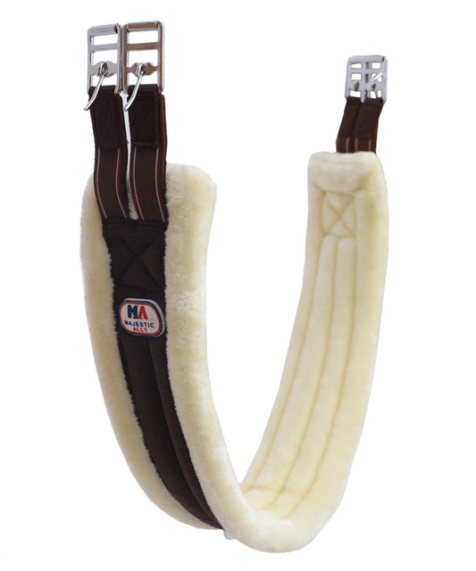 Majestic Ally Mink Fleece Padded Girth with Heavy Duty Elastics & Stainless Steal Hardware Brown -42",44",46",48" and 50"