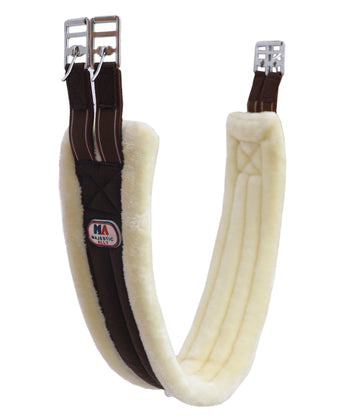 Majestic Ally Mink Fleece Padded Girth with Heavy Duty Elastics & Stainless Steal Hardware Brown -42