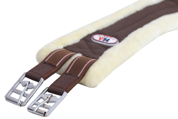 Majestic Ally Mink Fleece Padded Girth with Heavy Duty Elastics & Stainless Steal Hardware Brown -42",44",46",48" and 50"