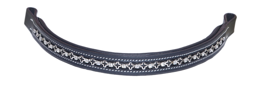 Majestic Ally Straight Crystal Padded Premium Leather English Brow band for Horse Bridle