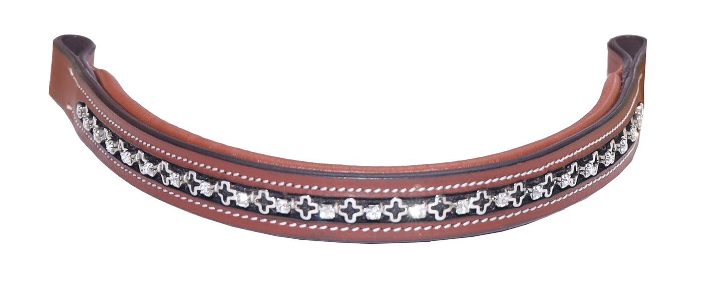 Majestic Ally Straight Crystal Padded Premium Leather English Brow band for Horse Bridle