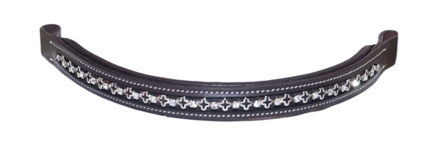 Majestic Ally Straight Crystal Padded Premium Leather English Brow band for Horse Bridle