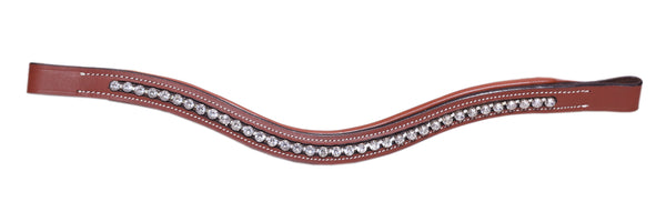 Majestic Ally Curved Crystal Padded Premium Leather English Browband for Horse Bridle