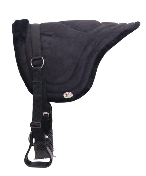 Majestic Ally Padded Suede Leather Bareback Pad Horse Riding Pad with Non Slip Breathable Girth & Stirrups
